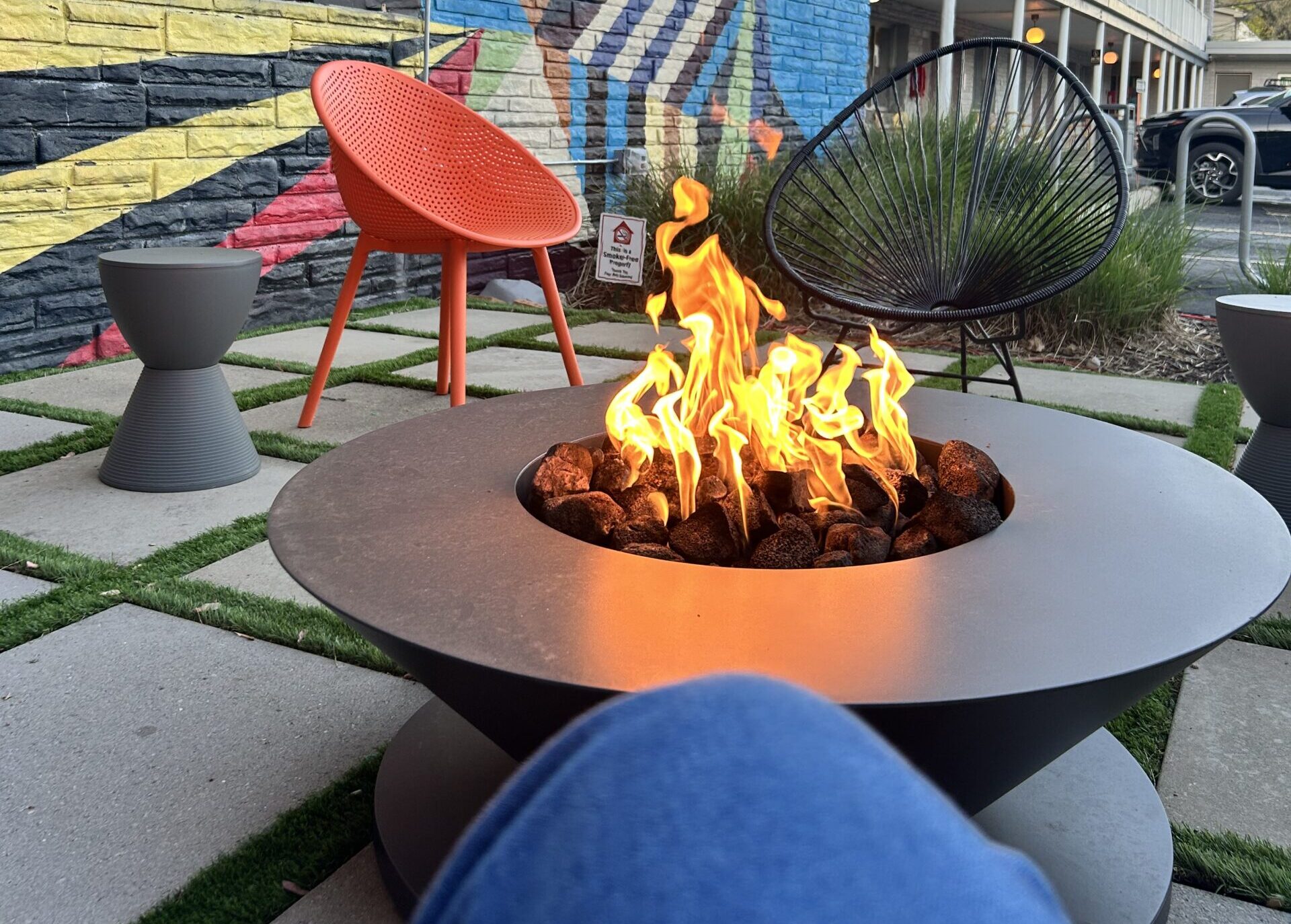 Chairs around the campfire
