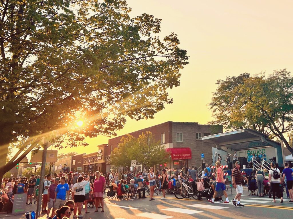 Community gathering at Berkley Michigan festival